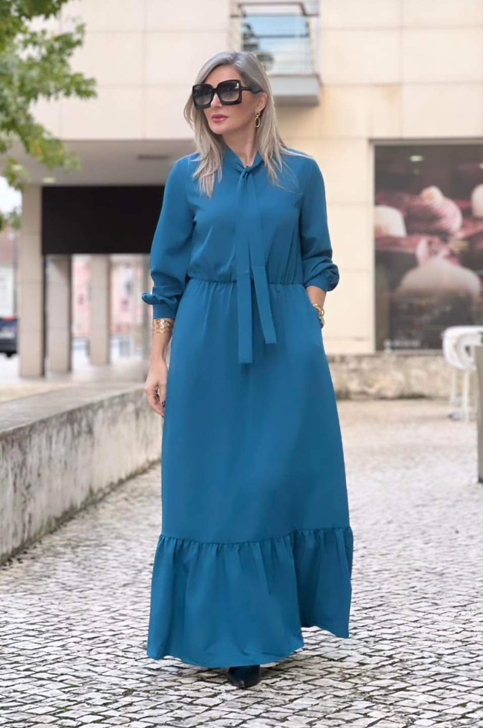 TIE LONG DRESS FOURSOUL