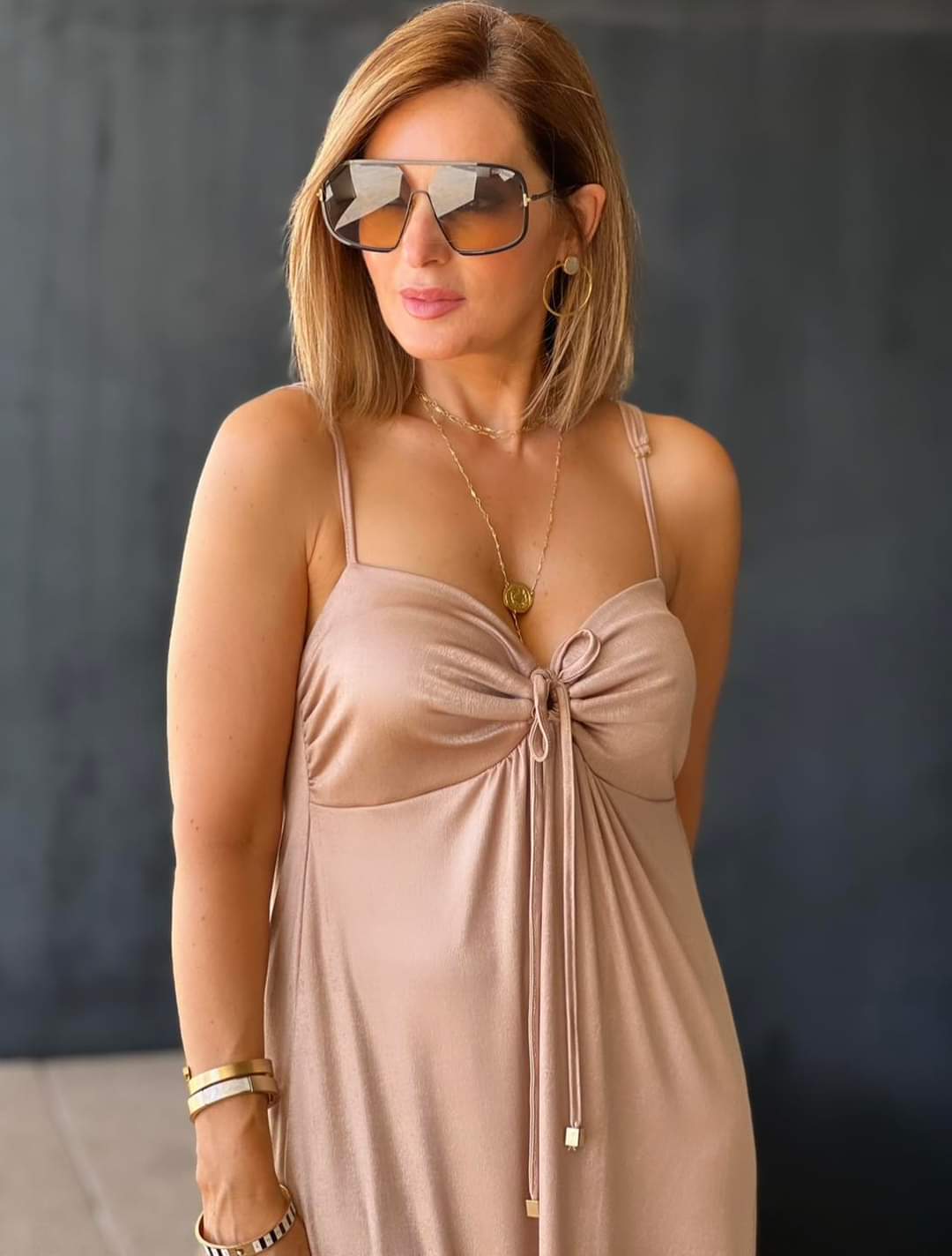 METTALIC DRESS FOURSOUL