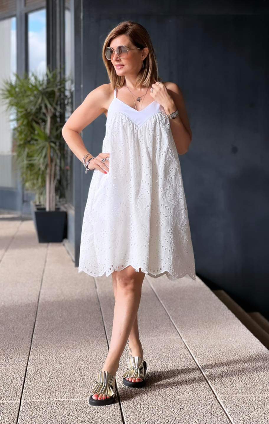 ENGLISH EMBROIDERY SHORT DRESS FOURSOUL