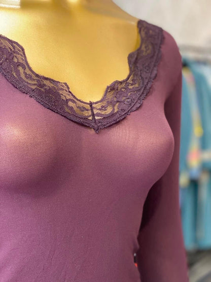 CAMISOLA SEGUNDA PELE RENDA MANGA