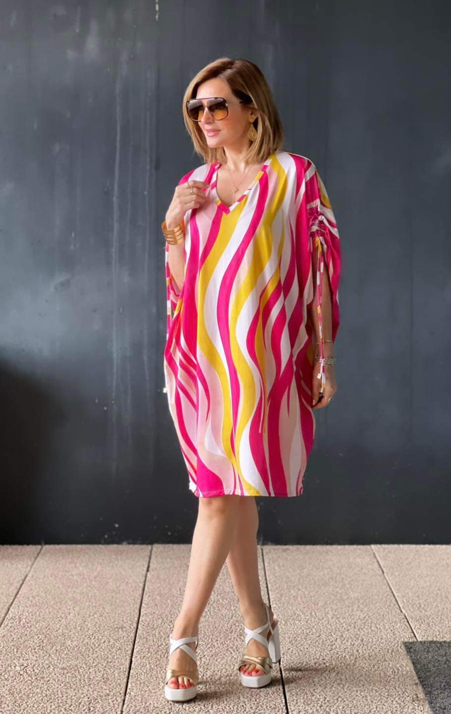 STRIPES SHORT DRESS FOURSOUL