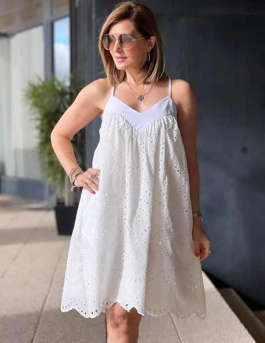 ENGLISH EMBROIDERY SHORT DRESS FOURSOUL
