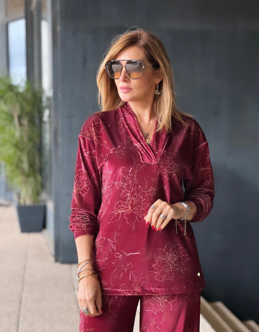 BLUSA EM MALHA VELUDO FÉ