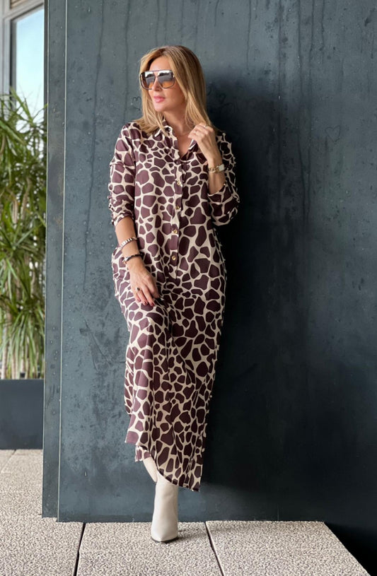 VESTIDO CAMISEIRO ANIMAL PRINT FÉ